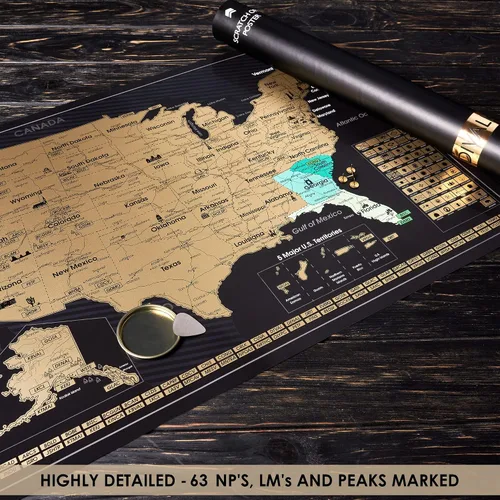 Vista 3 de Juego de regalo 2 en 1, mapa del mundo para raspar y mapa para raspar de EE. UU., carteles fáciles de enmarcar del mundo y Estados Unidos
