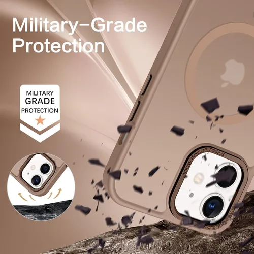 Vista 4 de BENTOBEN Funda magnética para iPhone 12, iPhone 12 Pro [compatible con Magsafe] translúcida mate, delgada, delgada, a prueba de golpes, para Marrón