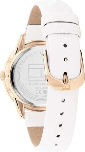 Vista 3 de Tommy Hilfiger 1782543 - Caja de acero inoxidable y correa de cuero para mujer Color blanco Blanco