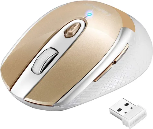 Vista 10 de LeadsaiL - Mouse inalámbrico para computadora, 2.4 G, portátil, delgado, inalámbrico, con menos ruido, para portátil. Mouse óptico con 6 botones