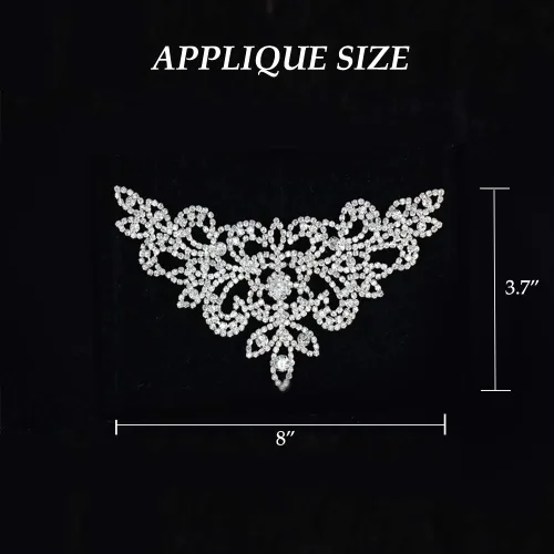 Vista 5 de Jerler Apliques de diamantes de imitación, elegante cinturón de diamantes de imitación de cristal plateado para coser en vestido de novia cinturón
