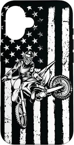 Vista 32 de Funda de motocross con bandera de Estados Unidos para iPhone 17