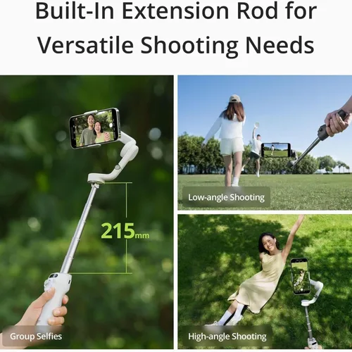 Vista 6 de DJI Osmo Mobile 6 - Estabilizador de cardán para teléfono inteligente, cardán de 3 ejes, barra de extensión integrada, portátil y plegable, cardán