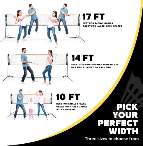 Vista 5 de Boulder Portable Badminton Pickleball Net - Foldable/Extendable Poles for Multiple Sports Heights (UP to 5 ft) - Ideal for Tennis, Pickleball
