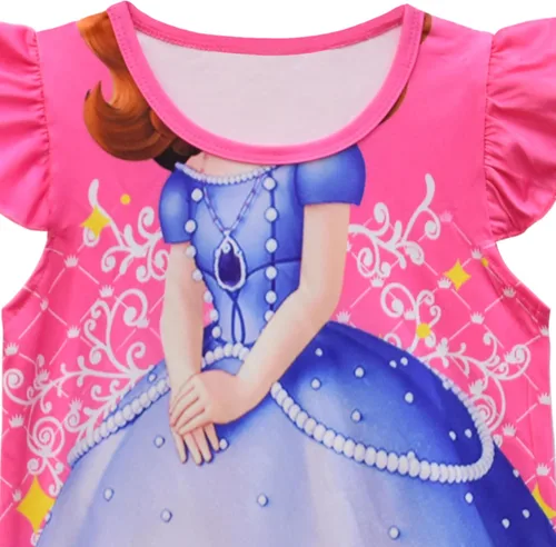 Vista 2 de AOVCLKID Disfraz de princesa para niñas, vestido casual con estampado de dibujos animados