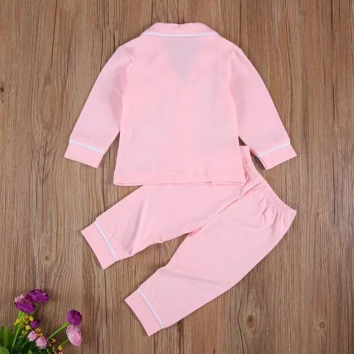 Vista 98 de Conjunto de pijama de manga larga con botones para niña pequeña, conjunto de ropa de dormir