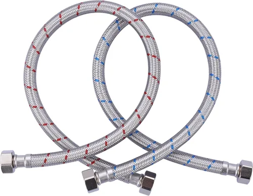 Vista 8 de ARCORA Conector de manguera de grifo de 8 pulgadas de longitud trenzado de acero inoxidable cUPC Líneas de suministro de 1/2 pulgada FIP x 1/2