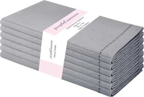 Vista 33 de PurpleEssences Juego de 6 servilletas de tela de vainica, 100% algodón, suaves, duraderas, lavables, ideales para bodas, Navidad, vacaciones