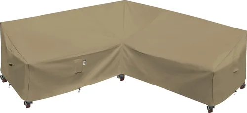 Vista 57 de Funda de Sofá Seccional de Servicio Pesado para Exteriores, Fundas Impermeables 600D para Sofá Seccional de Patio, Funda para Muebles de Jardín