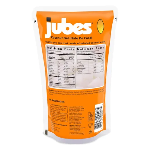 Vista 2 de Jubes Mango Nata De Coco Jelly Cubes 12.7 oz – Cubos de gelatina de coco y mango para sagú – Gel de coco en ingredientes de jarabe para té