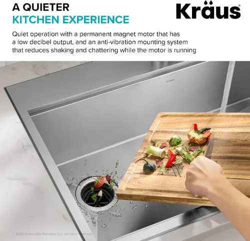 Vista 8 de KRAUS® WasteGuard™ - Triturador de basura de alimentación continua de 1/2 HP con motor ultrasilencioso de alta velocidad, cable de alimentación