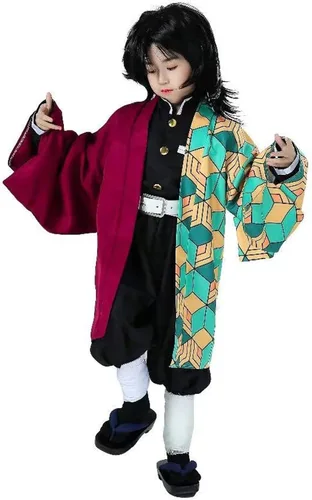Vista 4 de TSCMRCDC Cosplay Costume Tomioka Giyuu Anime Cosplay Costume Outfits Cape Christmas Halloween Uniform for Kids and Adult