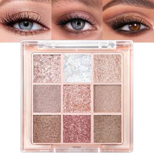 Vista 36 de Erinde Paleta de maquillaje de sombra de ojos de 9 colores con purpurina y lavanda brillante y mate, violeta, malva, púrpura oscura, plateado