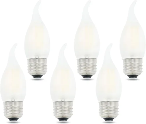 Vista 6 de Bombilla de candelabro E12 esmerilada de 60 vatios regulable, con forma de punta doblada de llama, bombillas LED de araña de luz blanca suave 3000k