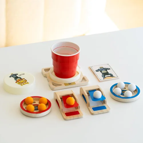 Vista 3 de King Pong - Juego de mesa original para niños, adolescentes y adultos 1-4 jugadores Juego basado en habilidades Muchas formas de jugar Juego