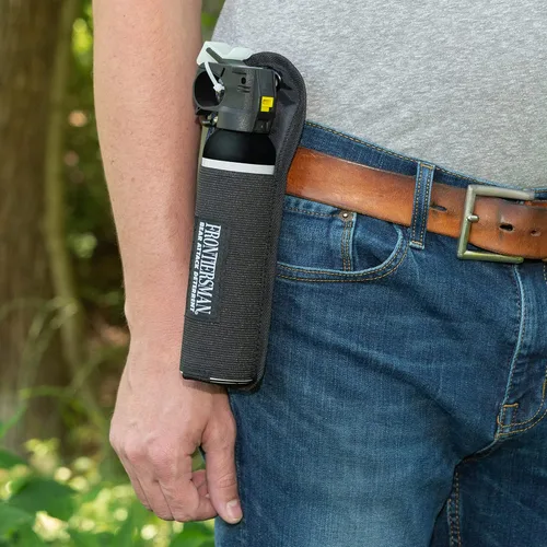 Vista 5 de Sabre Frontiersman Bear Spray Holster for 7.9 & 9.2 Oz. Canisters, Nylon Chest, Belt, Waist, & 3-in-1 Options Available, Adjustable Straps, Strong