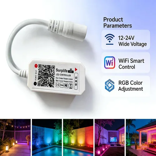 Vista 2 de iNextStation - Controlador LED Inteligente RGB WiFi con Salida de 4 Pines Compatible con Alexa/Google Home Assistant/IFTTT para Android/iOS