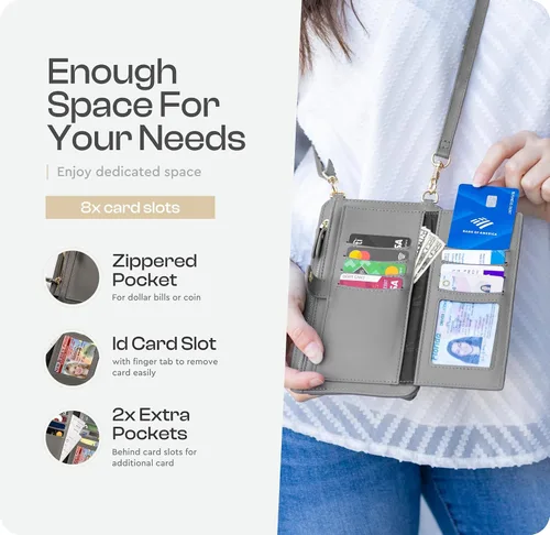 Vista 6 de Claasico Cartera cruzada para mujer y funda para teléfono iPhoneSamsungLG Magnet Cell Pouch & Bolso
