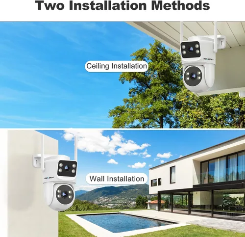 Vista 6 de GENBOLT PTZ Cámara de seguridad WiFi para exteriores con doble lente, vigilancia CCTV con doble vista, almacenamiento en la nube actualizado
