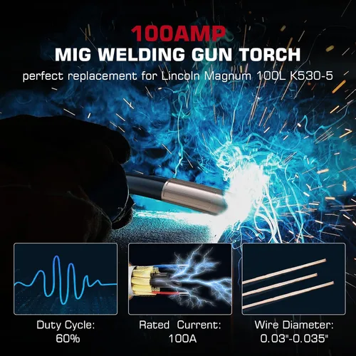 Vista 6 de ARCCAPTAIN Para Lincoln Magnum 100L MIG Pistola de soldadura Antorcha Stringer 100Amp 10 pies (9.8 ft) Reemplazo K530-5 k530 MIG Pistola y cable