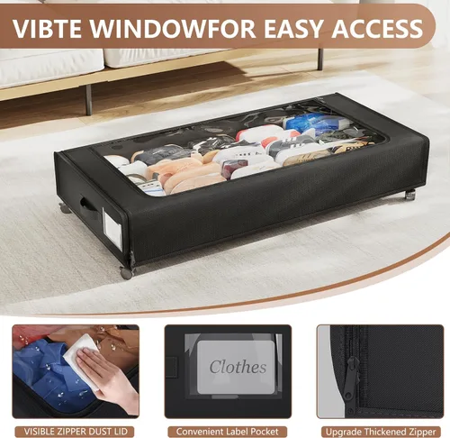 Vista 4 de XXXXL Almacenamiento Extra Largo Debajo de la Cama con Ruedas, TAMAÑO MÁS GRANDE Disponible (66L) organizador de almacenamiento debajo de la cama