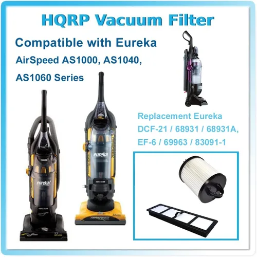 Vista 2 de HQRP Filtro HEPA y filtro de escape compatible con Eureka AirSpeed PRO All Floor Rewind Pet AS1061A, AS1060 serie de aspiradoras verticales