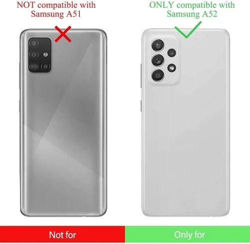 Vista 2 de Funda compatible con Galaxy A52 5G con protector de pantalla de vidrio templado, funda delgada para Samsung A52, clip para cinturón, funda híbrida a