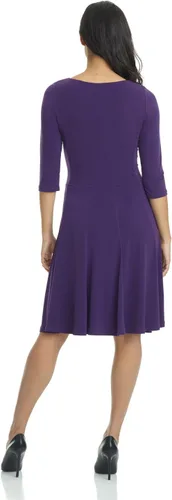 Vista 3 de Rekucci - Vestido ajustado y acampanado con mangas 34 para mujer