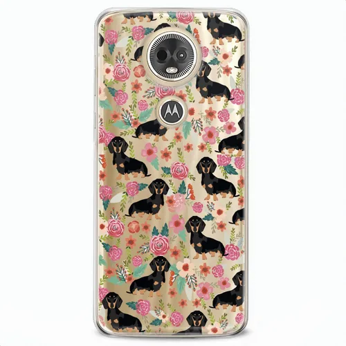 Vista 9 de Funda de TPU compatible con Motorola G9 G8 Plus G7 E20 P40 Z4 Edge 20 G22 Stylus Clear Cute Dogs Design Print Kawaii Floral Wiener Cute Flowers Girl