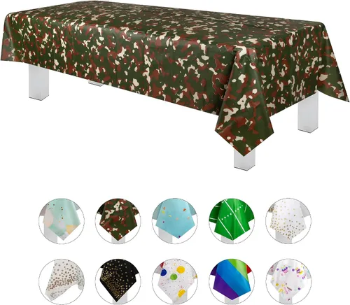 Vista 26 de Grandipity Mantel de plástico desechable de calidad prémium para fiestas con temática de globos de cumpleaños, 1 paquete, 54 x 108 pulgadas, mantel