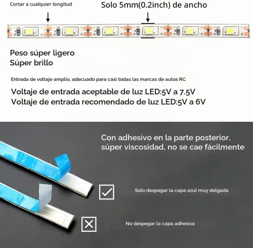 Vista 5 de Tiras de luz LED impermeables para autos RC, camiones, aviones, barcos, drones, ala fija, modelo de ala AR, luz de resplandor inferior (blanco)