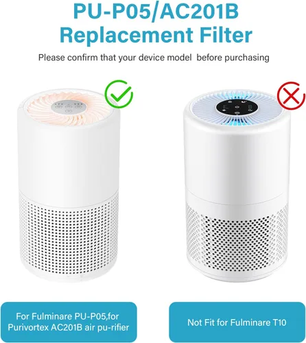 Vista 7 de Paquete de 2 filtros purificadores de aire PU-P05/AC201B para Fulminare PU-P05 Air Puri-Fier y Purivortex AC201B Air Pur-ifier, H13 HEPA filtro