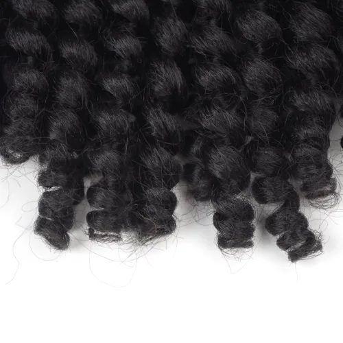 Vista 5 de Trenzas de ganchillo 2X Ringlet Jumbo Wand Curl 3 unids/lote 8 pulgadas 20 raíces Jamaicana Rizo en espiral trenzado trenzado sintético senegalés 1b