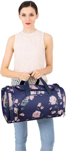 Vista 6 de MOSISO Sports Duffel Peony - Bolsa de gimnasio con compartimento para zapatos para hombres y mujeres, baile de fin de semana, color azul