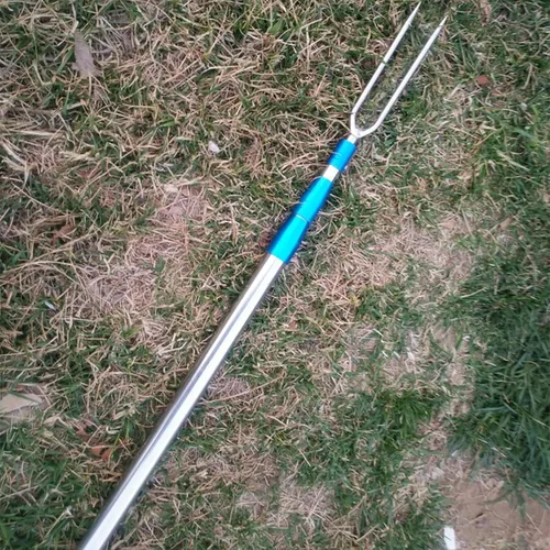 Vista 6 de 4 lanza de pesca de acero inoxidable con 2 puntas, gancho roscado de 0.315 pulgadas para aparejos de pesca al aire libre