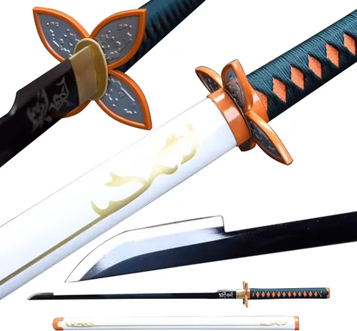 Vista 15 de Demon Slayer - Espada Tanjiro Katana de acero 1065, espiga completa, hecha a mano, Katana japonesa real, 41 pulgadas