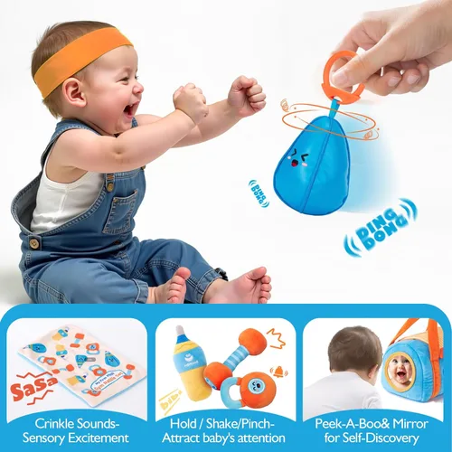 Vista 7 de hahaland Juguetes para bebés de 6 a 12 meses, juguetes para bebés de 3 a 6 meses, juguete Montessori para niños de 6 meses, juguete sensorial