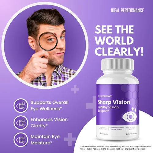 Vista 4 de Sharp Vision Cápsulas de suplemento para ojos, suplemento Sharp Vision para píldoras de apoyo a la salud ocular, máxima fuerza, todo natural