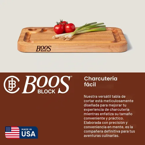 Vista 4 de John Boos Prestige Series Tabla de Cortar Rectangular de Madera de Arce 16"x10" – 1.25 pulgadas de grosor, bloque de carnicero reversible de 6