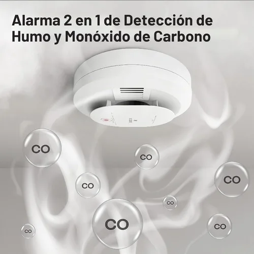 Vista 2 de Kidde Detector de humo y monóxido de carbono cableado, batería de reserva AA, alertas de voz, interconectables, indicadores de luz de advertencia