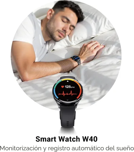 Vista 5 de IOWODO Reloj inteligente para mujeres y hombres, pantalla AMOLED ultra clara de 1.43", rastreador de actividad física con monitor de frecuencia