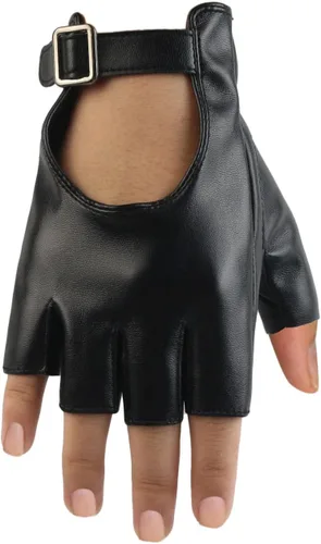 Vista 3 de Long Keeper Guantes sin dedos para mujer, guantes de piel sintética de medio dedo, guantes sin forro para motocicleta, ciclismo, conducción, sin