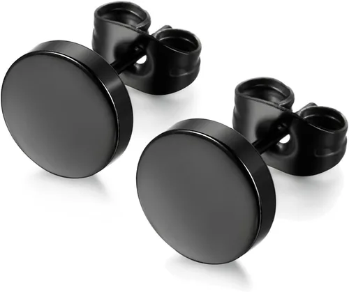 Vista 2 de LIEBLICH Juego de aretes redondos negros de acero inoxidable para hombres y mujeres 6 pares de aretes de 031 a 031 pulgadas 3 a 0315in negro Acero