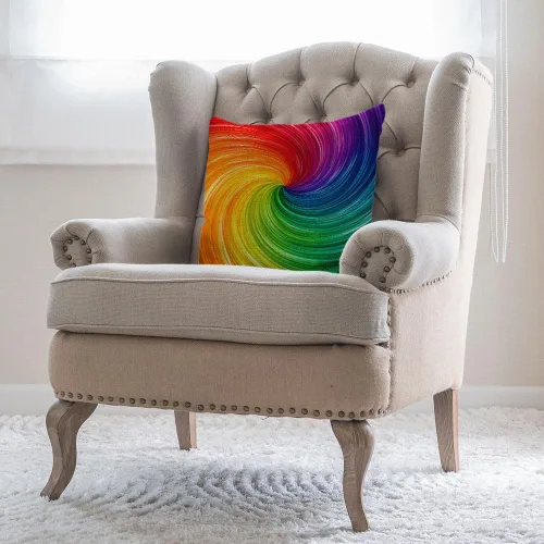 Vista 4 de Moslion Funda de almohada decorativa de arcoíris con diseño de espiral, 18 x 18 pulgadas, funda de cojín cuadrada de lino y algodón para el día