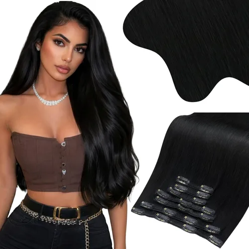 Vista 57 de Moresoo Extensiones de cabello humano con clip, balayage, color marrón oscuro a marrón dorado con clip, extensiones de cabello humano con clip, 5