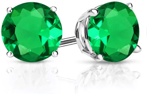 Vista 128 de Gem Stone King Aretes de plata de ley 925 con piedra natal redonda de 0.276 in para mujer