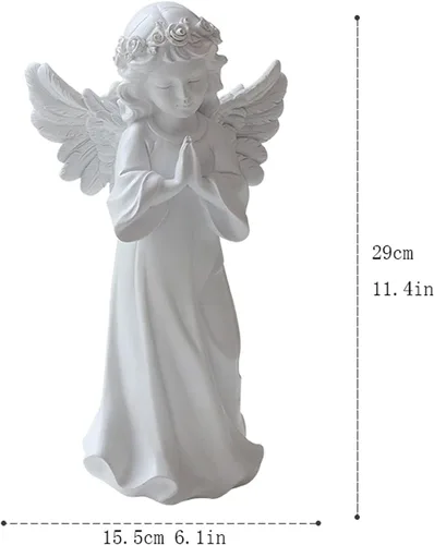 Vista 2 de Escultura china de feng shui estatua de ángel de resina, adornos decorativos de niña adorable, 11.4 pulgadas de alto, decoración del hogar, oración