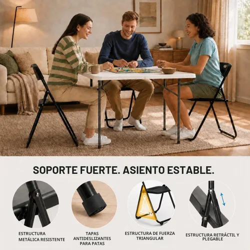 Vista 6 de Paquete de 6 sillas plegables de plástico negro, silla plegable Nuevo Negro