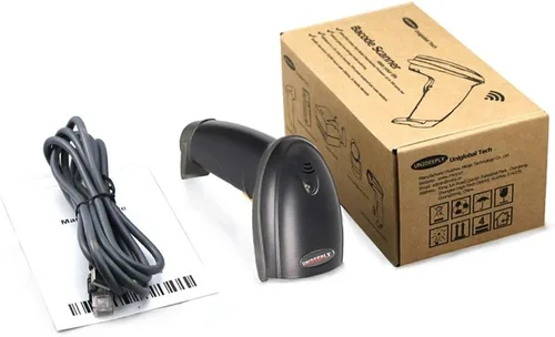 Vista 7 de Escáneres de código de barras con cable 1D para computadoras, cable USB UNIDEEPLY de código de barras láser de mano, etiqueta de escaneo manual