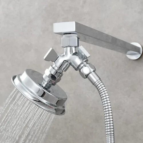 Vista 3 de Tecmolog Divisor de ducha de latón de 2 vías desviador de brazo de ducha con válvula de cierre G 1/2 para cabezal de ducha cromado, DSF017